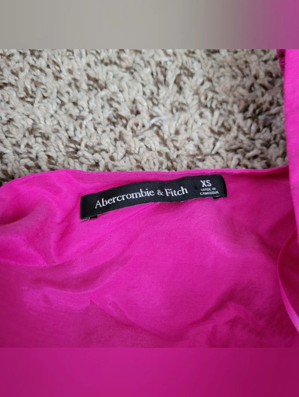 Abercrombie & Fitch Dress Pink Midi Maxi Tie Back Puff Sleeve Square Neck XS